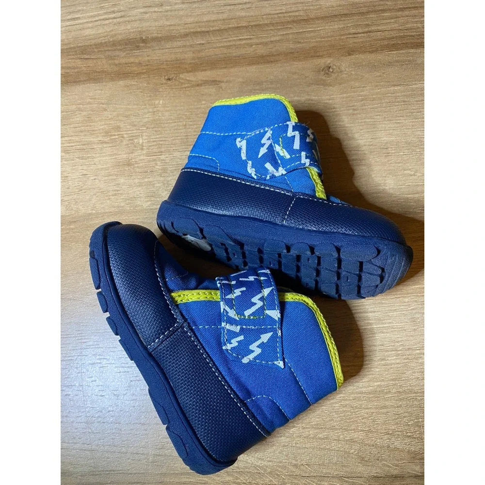 See Kai Run Gilman Blue Neon Yellow Lightning Bolt Insulated Boots Kids Size 6